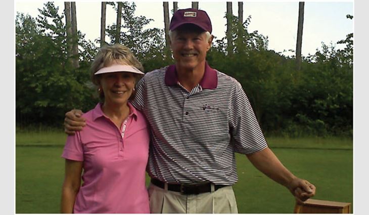 Dalsin with his wife, Barbara, after making his third hole in one