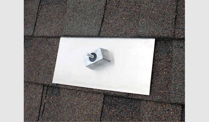 The Classic Composition Mount integrates the mounting block with aluminum flashing, providing simple, single-bolt installation for retrofitting a PV system onto an existing roof.