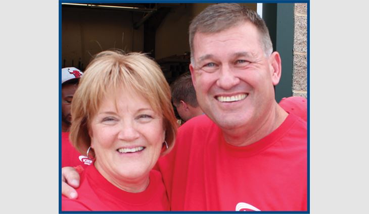 Boyd with her husband, Curt; they have been married 39 years and business partners at Academy Roofing for 33 years.