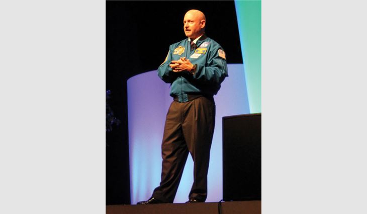 Retired astronaut and U.S. Navy Capt. Mark Kelly delivers the expo's keynote address, "Endeavor to Succeed."