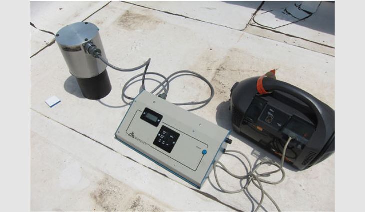 A Solar Spectrum Reflectometer in use on one of the subject roofs