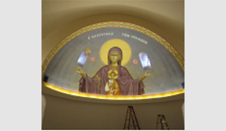 Iconographers from Greece were flown in to paint murals on the domes' ceilings.