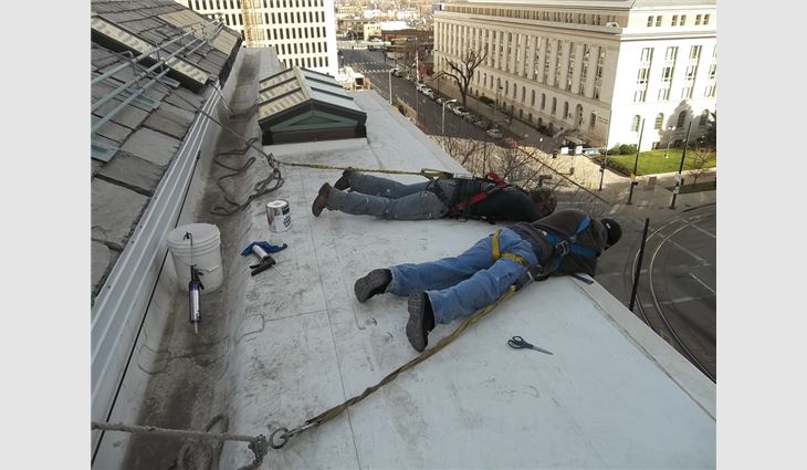 The newly integrated safety system allows two roof technicians to be anchored in the same place for greater efficiency.