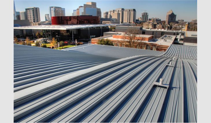 10 layers of materials comprise the acoustic roof system