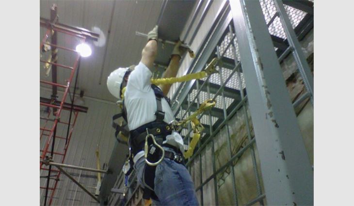 Watts attends a fall-protection training course at Capital Safety, Red Wing, Minn.