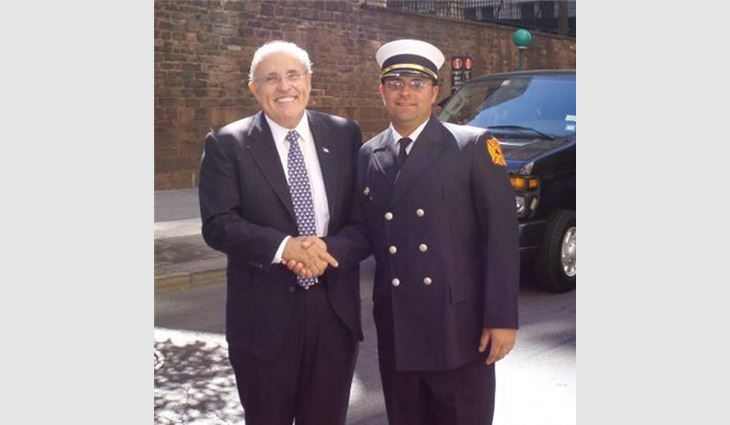 Watts with former New York City Mayor Rudy Giuliani on Sept. 11, 2010.