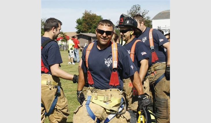 In his free time, Watts is a volunteer firefighter