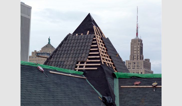 Multiple roof systems under restoration