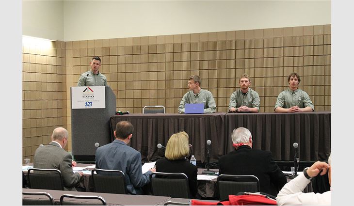 As part of the Construction Management Student Design Competition, teams provided oral presentations of their projects to a panel of judges during the 2015 International Roofing Expo in New Orleans.