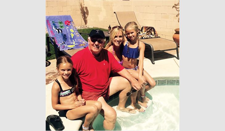 Conway with granddaughter Lyndsey (left), his daughter, Shannon, and granddaughter Sadie (far right)