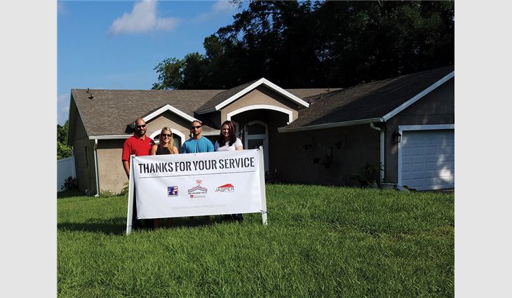 Jasper Contractors Inc., Atlanta, provided a new roof system for 16-year Army veteran Sgt. Paul Singrossi and his wife, Collette, a police officer, through Toledo, Ohio-based Owens Corning's Roof Deployment Project. 