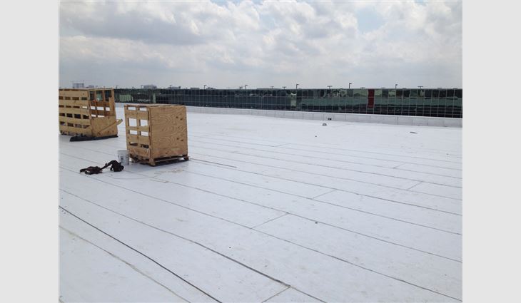 One of the new polymer-modified bitumen roof systems.