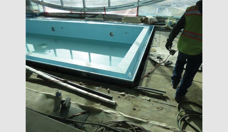 Extensive detailing was required to accommodate hundreds of penetrations for the pool's piping