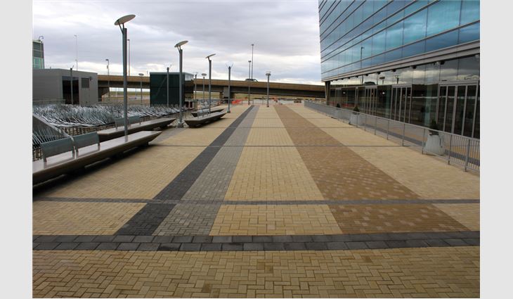 The completed level 5 plaza with pavers