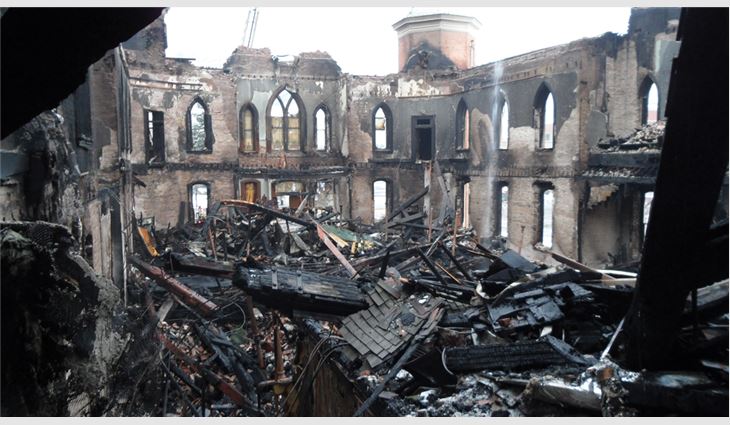 After a fire in 2010, only the exterior walls remained intact on the tabernacle.