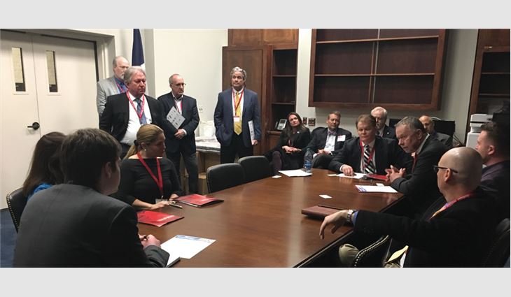 A Texas delegation meets with staff from Sen. Ted Cruz’s (R-Texas) office.