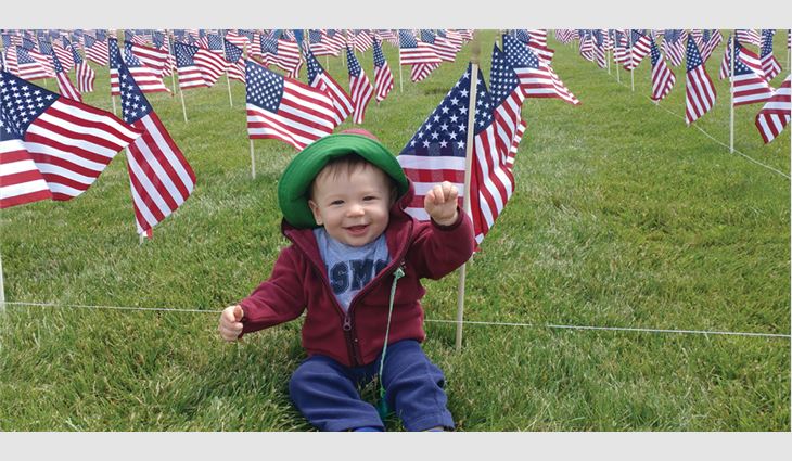 Tri-County Roofing & Sheet Metal Inc., Westminster, Md., supported a 
Veteran Flag Memorial Event that included 9,000 flags.