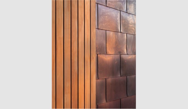 Western Red Cedar and copper were chosen for the materials’ ability to blend with the landscape over time.