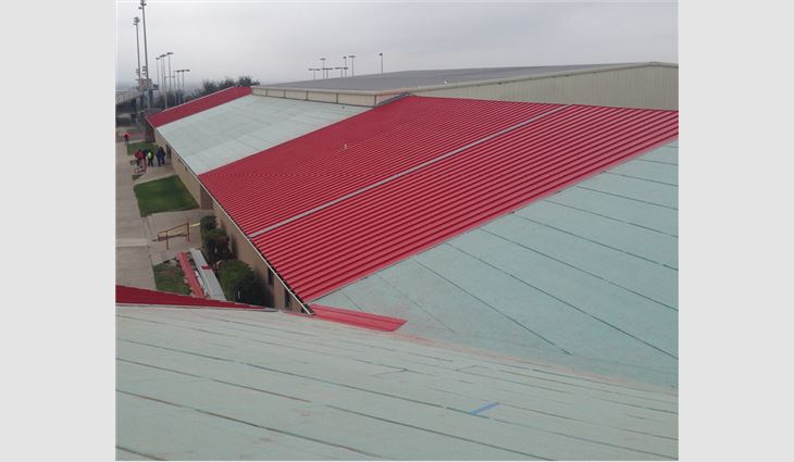 All the metal panels for the project were formed on-site by Rio Roofing craftsmen.