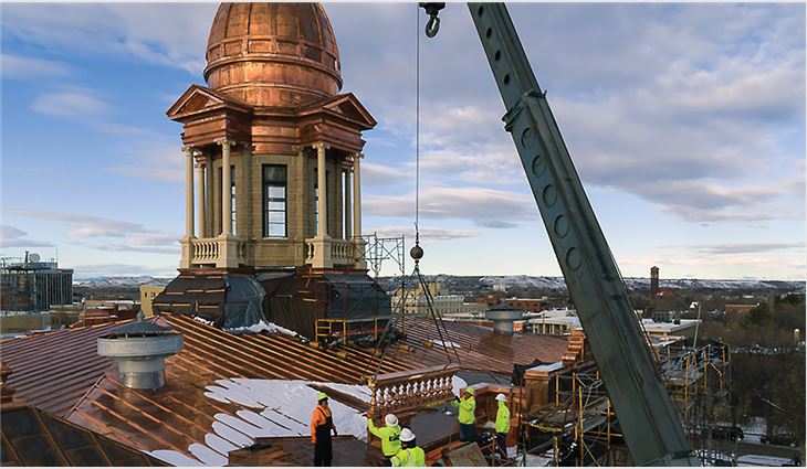 More than 1,800 42-foot-long copper panels were fabricated by Renaissance Roofing craftsmen.