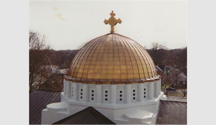 A new copper dome before being “aged”
