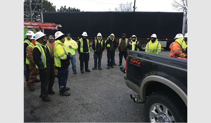 Every morning, the Nations Roof of Ohio crew met for a “safety huddle.”