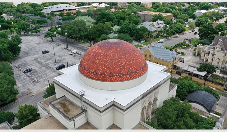 Temple Beth-El’s newly restored clay tile dome