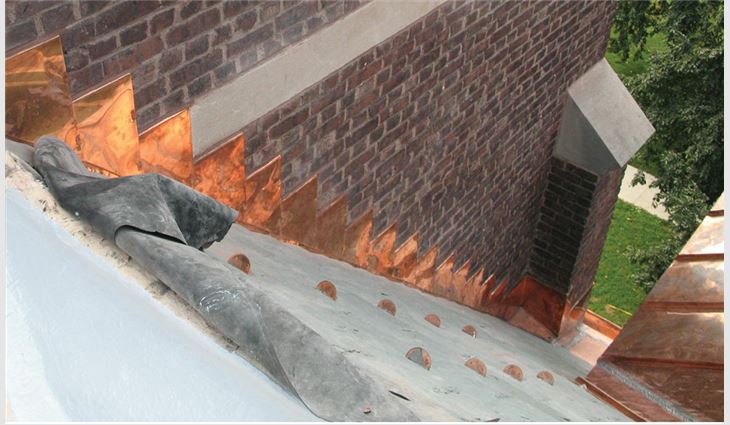 Photo 5: Regularly sized steps in counterflashings help improve their appearance,
especially where masonry units are of uniform size.
