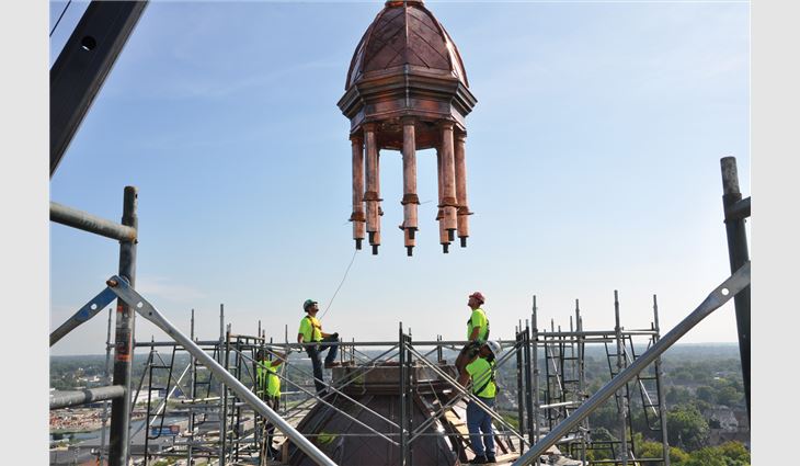 The crew worked from sunrise to sunset to successfully reinstall the domes.