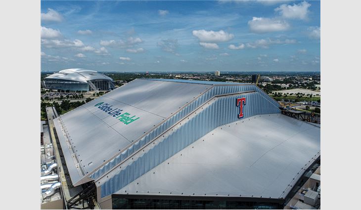 The 5.5-acre retractable roof weighs 24 million pounds. 