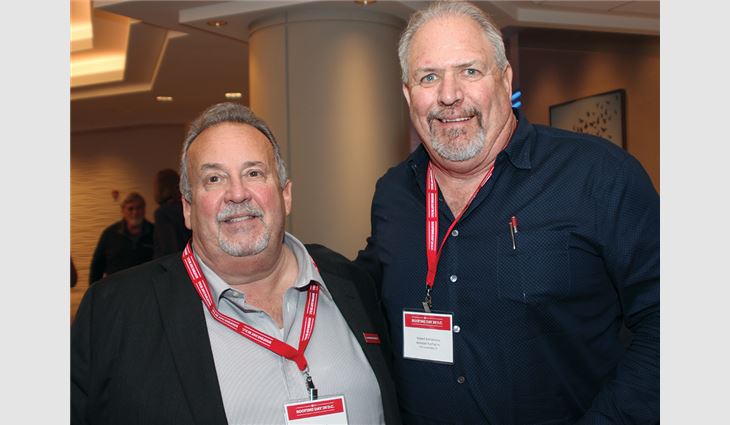 Former NRCA Chairman of the Board Rod Petrick and Rob Kornahrens, CEO of Advanced Roofing Inc., Fort Lauderdale, Fla.