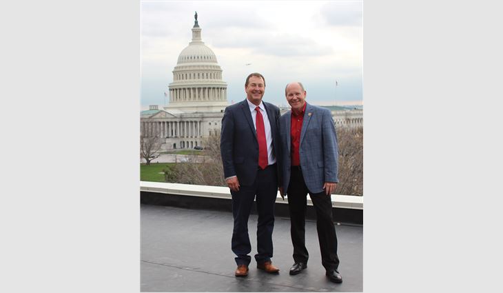 NRCA Chairman of the Board Kyle Thomas and former NRCA CEO Reid Ribble enjoy a great view.