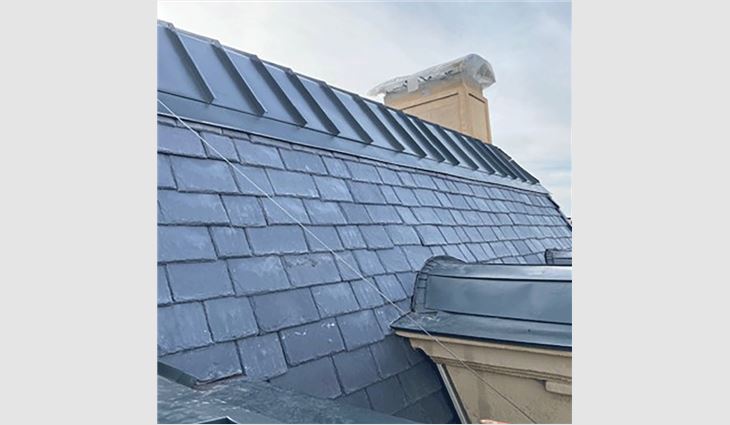 Composite slate was used for the exterior roof.
