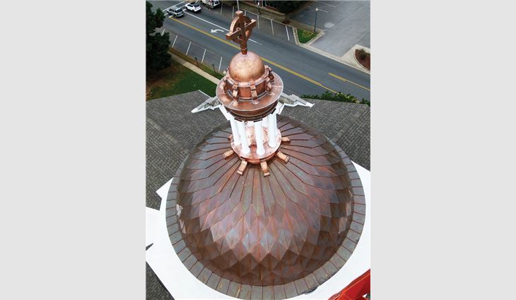 The cupola’s shape was based on a full-scale drawing and the original tower’s design to replicate the tools needed for reproduction.