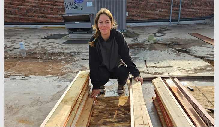 New wood battens for the copper panels