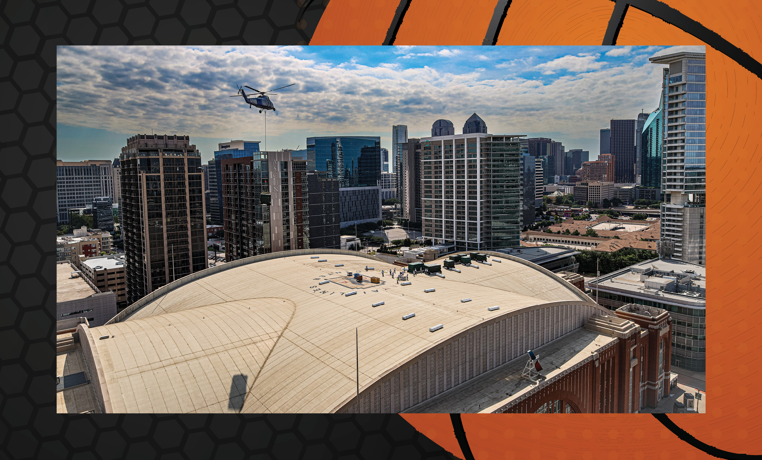 Roofing assist - KPost Company reroofs American Airlines Center in Dallas