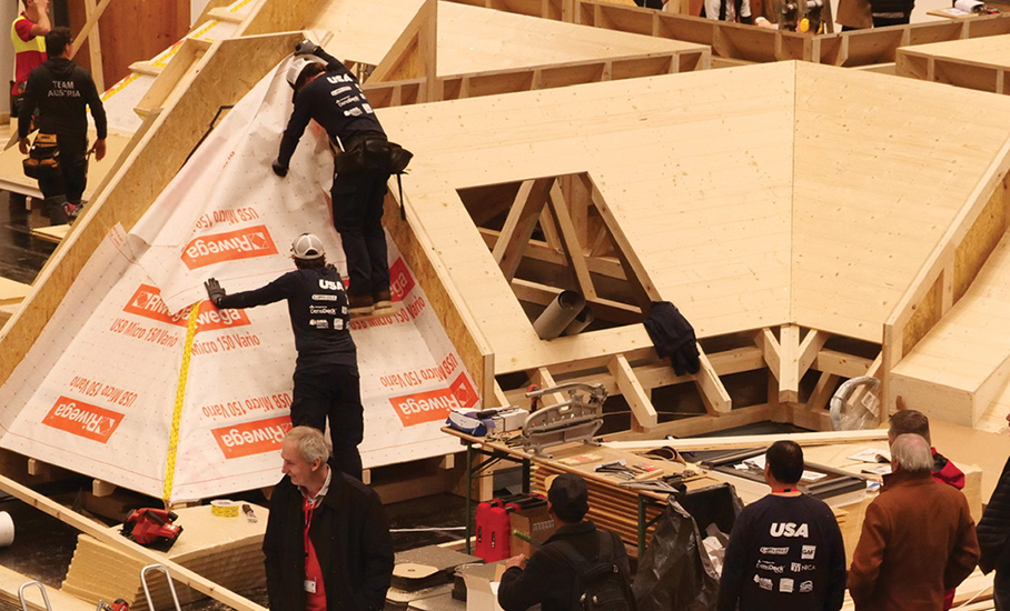 The team on-site at the World Championship of Young Roofers